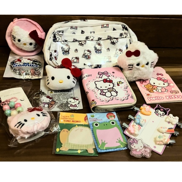 HELLO KITTY ASST OF COSMETIC BAG,JEWELRY, NOTEBOOKS, COIN PURSES, HAIR CLIPS ETC - Picture 1 of 7